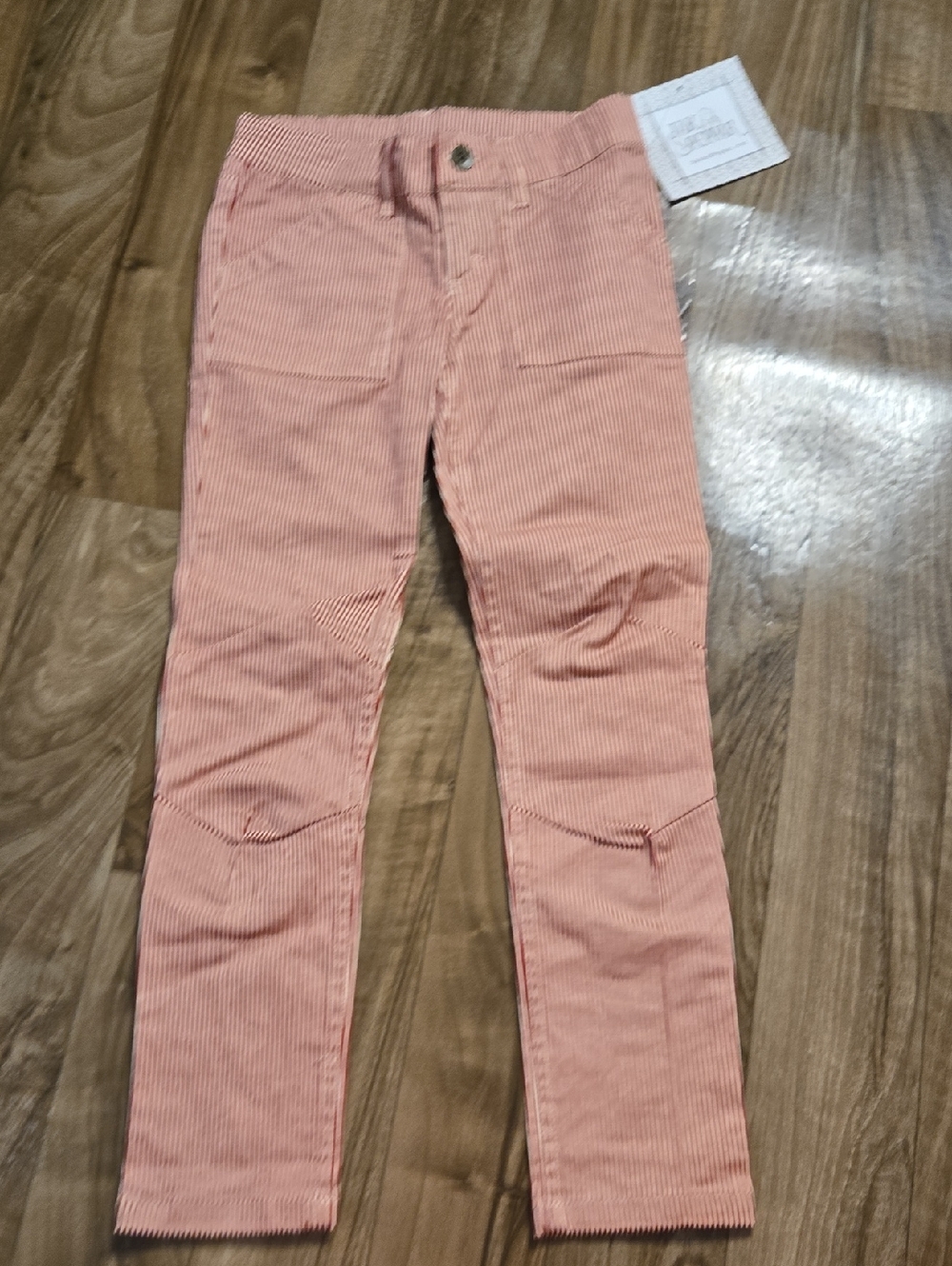 Girls Pink Seersucker Skinny Pants